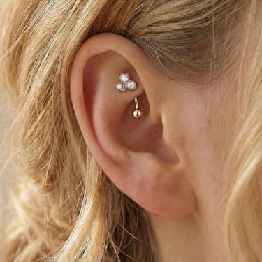 Imagem de Rook Jewelry Brincos 16G Aço Cirúrgico Curvo Barbell Sobrancelha Anéis Vertical Labret Lip Jewelry Brincos Daith para Mulheres Homens 8 mm Hipoalergênico, 16g,8mm, Metal, Sem Pedra Preciosa