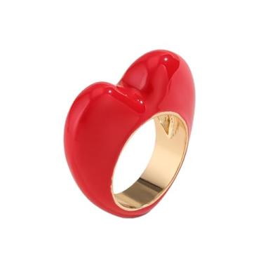 Imagem de Pingyongchang Anéis de coração esmaltados para mulheres, dia dos namorados, anel de compromisso para ela, zircônia cúbica, empilhável, mãe, amizade, casamento, festa de aniversário, presentes de