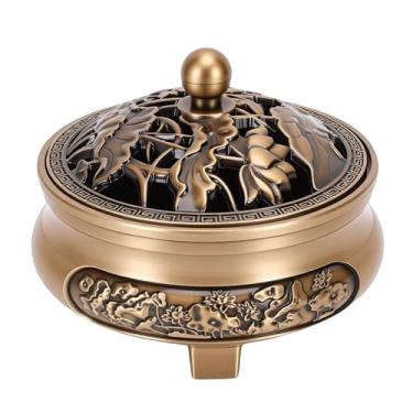 Imagem de Naroote Coletor de Queima de Incenso Com Tampa Retro Cone Bobina Stick Suporte de Incenso Resistente, Requintado e Intrincado, Coleção de Detritos para Casa, Decoração Interna