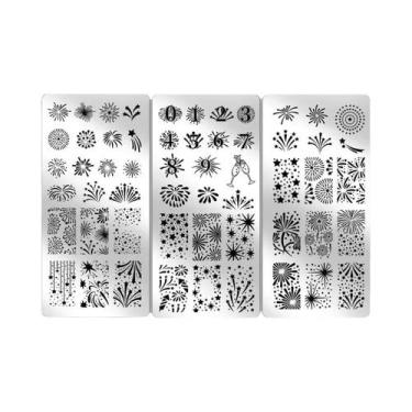Imagem de Placas De Estampagem De Unhas Com Tema De Fogos De Artifício, 3 Peças,