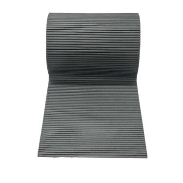 Imagem de Tapete Passadeira Emborrachado Antiderrapante, Preto, 15 Metros x 65cm, Rolo Completo, Textura Canelada, PVC