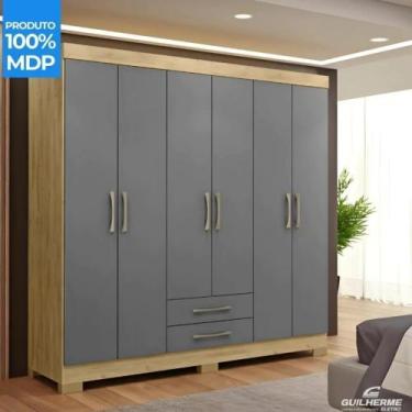 Imagem de Guarda Roupa 6 Portas 2 Gavetas Para Solteirão Casal Médio Escócia Pér