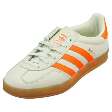 Imagem de adidas WMNS Gazelle Tênis para uso interno, verde linho/laranja solar/chiclete, tamanho 5, Verde linho/laranja solar/chiclete, 34