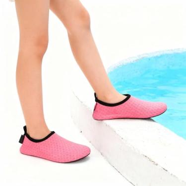 Imagem de Sapatos aquáticos infantis infantis antiderrapantes minimalistas, meias aquáticas de secagem rápida para meninos e meninas, rosa, 9 Little Kid