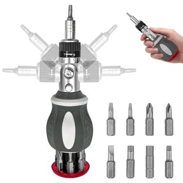 Imagem de 1 chave de fenda de catraca, chave de fenda com rotação de 180 graus, ferramenta de cabeça giratória para reparo de espaço estreito, conjunto de chaves de fenda magnéticas e conjunto de soquete