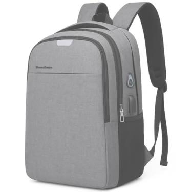 Imagem de Mochila para Notebook Executiva Unissex Cinza Com Entrada USB e Passa fio para fone Ideal para Faculdade Trabalho e Viagem Antifurto Resistente Confortável