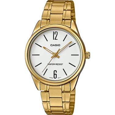 Imagem de Relógio Casio Feminino Ref:Ltp-V005g-7budf Clássico Dourado