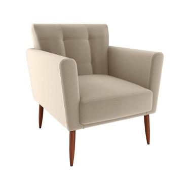 Imagem de Poltrona Decorativa Confortável Pés Em Madeira Maciça Cancun Veludo Capuccino Matrix Veludo Capuccino