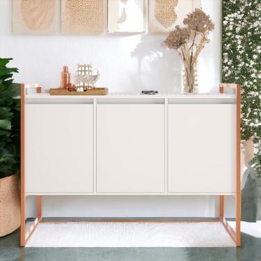 Imagem de Buffet 3 Portas Sala De Estar Lisboa Branco Cobre Branco Cobre