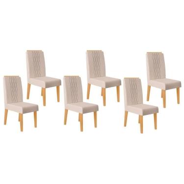 Imagem de Kit 6 Cadeiras Sala Jantar Lia 6 Un Cedro Linho Neve