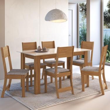 Imagem de Conjunto Sala De Jantar Fidelitá Veneza Com 6 Cadeiras Freijó/off-white Assento Linho