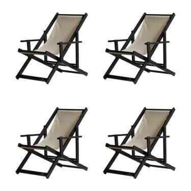 Imagem de Kit 4 Espreguiçadeiras Dobrável Black Cb-bege