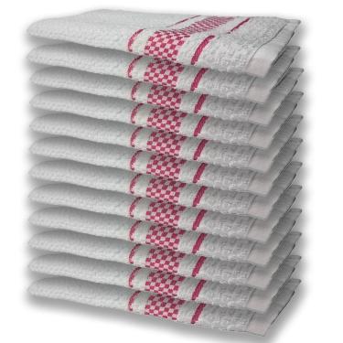 Imagem de 12 Panos De Prato Atoalhado Felpudo Premium Rosa