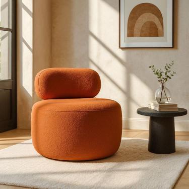 Imagem de Poltrona Estofada Confortável Terracota Design Minimalista