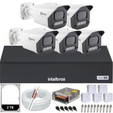Imagem de Kit 5 Câmeras Full Color C/Áudio Dvr Intelbras 8 canais 2TB