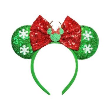 Imagem de Tiara De Natal Com Lantejoulas Em Forma De Floco De Neve Do Mickey Mou