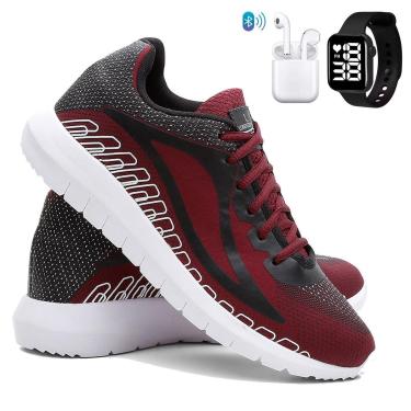 Imagem de Kit Tênis de Academia e Corrida Masculino Esporte Super Leve com Relógio e fone-Masculino