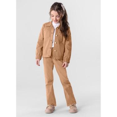 Imagem de Calça Flare Sarja Cotelê Infantil Menina Mundi Marrom-Feminino