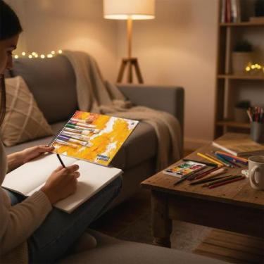 Imagem de Caderno de Cartografia e Desenho Tema Arte e Pintura Sortido Capa Dura