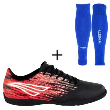 Imagem de Kit 01 Chuteira Futsal Penalty Tornado Antiderrapante+01 Meião Canelito Penalty Storm (Meião Sem Pé)