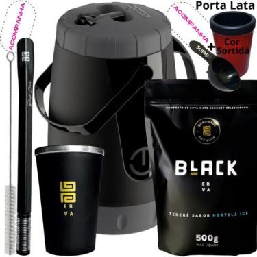 Imagem de Kit Completo Tereré Garrafa Pávia + Black Erva Mate + Copo Térmico de 
