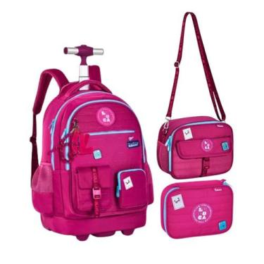 Imagem de Kit Mochila De Carrinho Lancheira E Estojo Box Rosa Luluca - Cliostyle