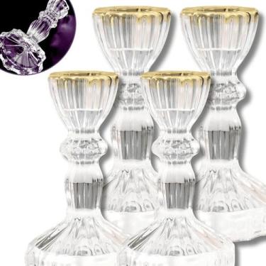 Imagem de Conjunto com 4 Castiçais de Vidro para Velas Jantares Festas - Aurora 