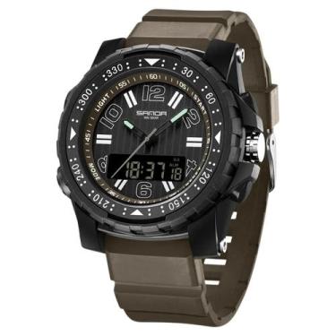 Imagem de Relógio Sanda marca de luxo 3375 eletrônico masculino display duplo -,