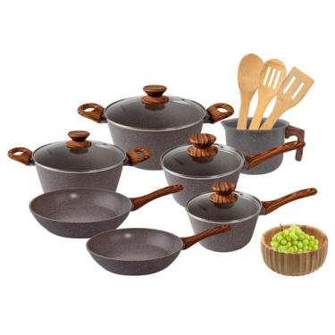 Imagem de Jogo de Panelas Antiaderente Cerâmico Fogão Indução Kit 11 Peças Cook 