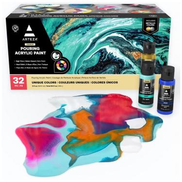 Imagem de Kit de Tinta Acrílica Profissional com Cores Essenciais, 32 Peças, ARTEZA