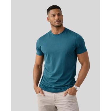 Imagem de Camiseta Masculina Slim 100 Algodão Malha Premium Conforto Dia a Dia L