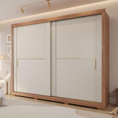 Imagem de Guarda Roupa Casal 2 Portas de Correr com Pes Em MDF Clarice Panan Moveis