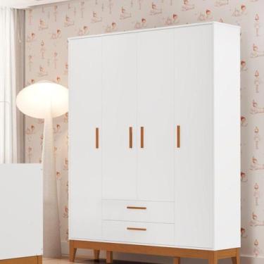 Imagem de Guarda-roupa para Quarto de Bebê 4 Portas Flip Branco Fosco - Móveis R