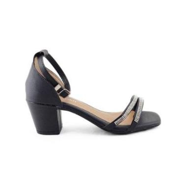 Imagem de Sandalia Feminina Salto Grosso Baixo Robusto Addan com Brilho-Feminino