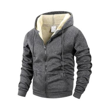 Imagem de Jaqueta De Inverno Masculina Com Zíper Em Fleece, À Prova De Vento, Co