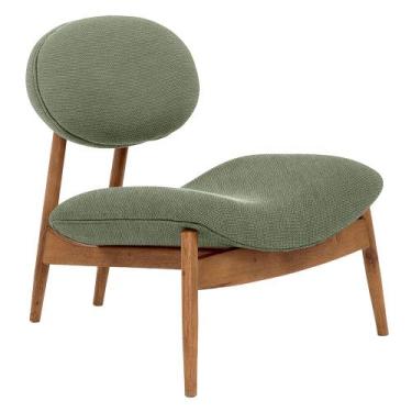 Imagem de Poltrona Decorativa Yves Base Madeira Castanho Linho Verde Claro - Nex