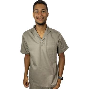 Imagem de Camisa Gola Italiana de Brim RESISTENTE Manga Curta Uniforme Profissio