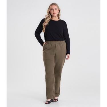 Imagem de Calça Feminina Plus Moletom Felpado Secret Glam Verde, Plus G4, Verde