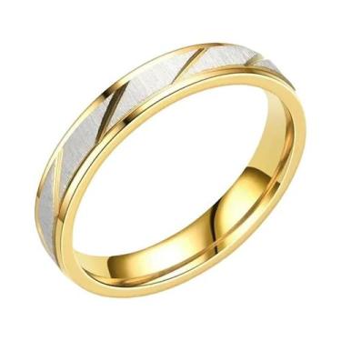 Imagem de Anel De Promessa De Casamento Em Aço Inoxidável Com Padrão De Ondas Do