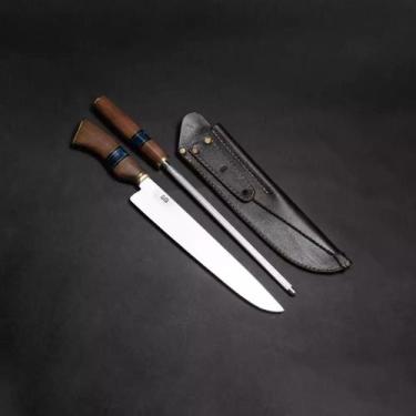 Imagem de Conjunto SG Ponta Larga 8  Faca + Chaira - SG Facas Artesanais