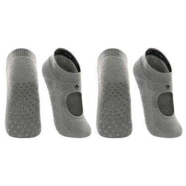 Imagem de Kit 2 Pares Meia Sapatilha Feminina Antiderrapante Lupo Sport Pilates 