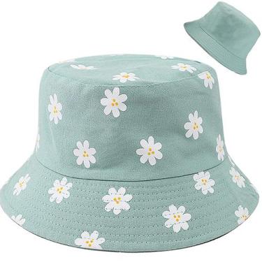 Imagem de Chapéu de balde XYIYI Flower Green Reversível para mulheres e homens