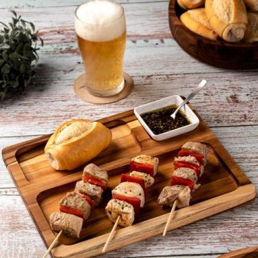 Imagem de Petisqueira com Pote e 2 Divisões de Madeira Teca 28x23 cm - Stolf