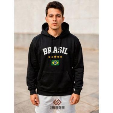 Imagem de Moletom Brasil Masculino Feminino Casaco Canguru Com Capuz-Masculino