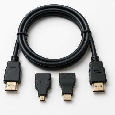 Imagem de Cabo HDMI 1,5m com Adaptadores Mini HDMI e Micro HDMI  Kit 3 em 1 para