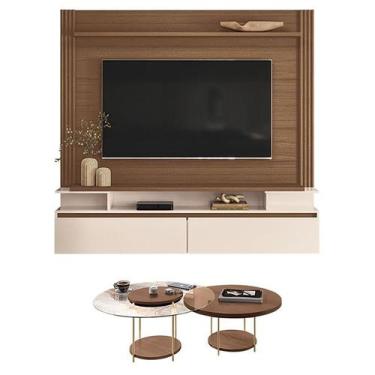 Imagem de Home Suspenso Astor Castanho Off White com Kit Mesa de Centro Sky Cast