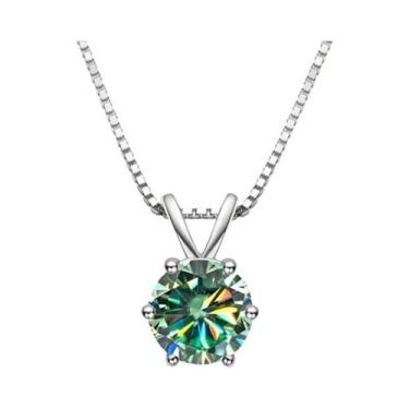 Imagem de Colar Feminino De Prata Esterlina 925 Com Pingente De Moissanite E Dia