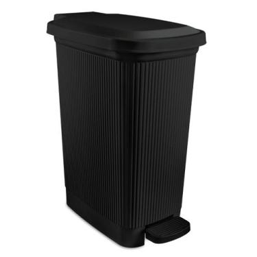 Imagem de Lixeira Slim 7,5 Litros Grande Com Pedal Banheiro - Ef Home, Preto