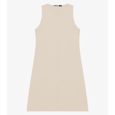 Imagem de Vestido Feminino Ribana Canelada Justo Liso Minty Bege, 14, Bege