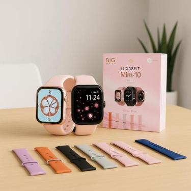 Imagem de Smartwatch Rosa Relógio Inteligente Bluetooth Masculino Feminino - Saa